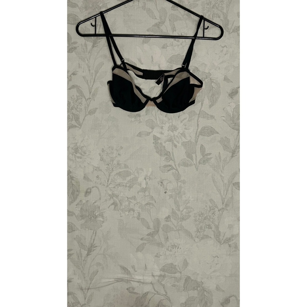 Victoria's Secret Black Sheer Mesh Balconette Bra Lingerie Size 32C